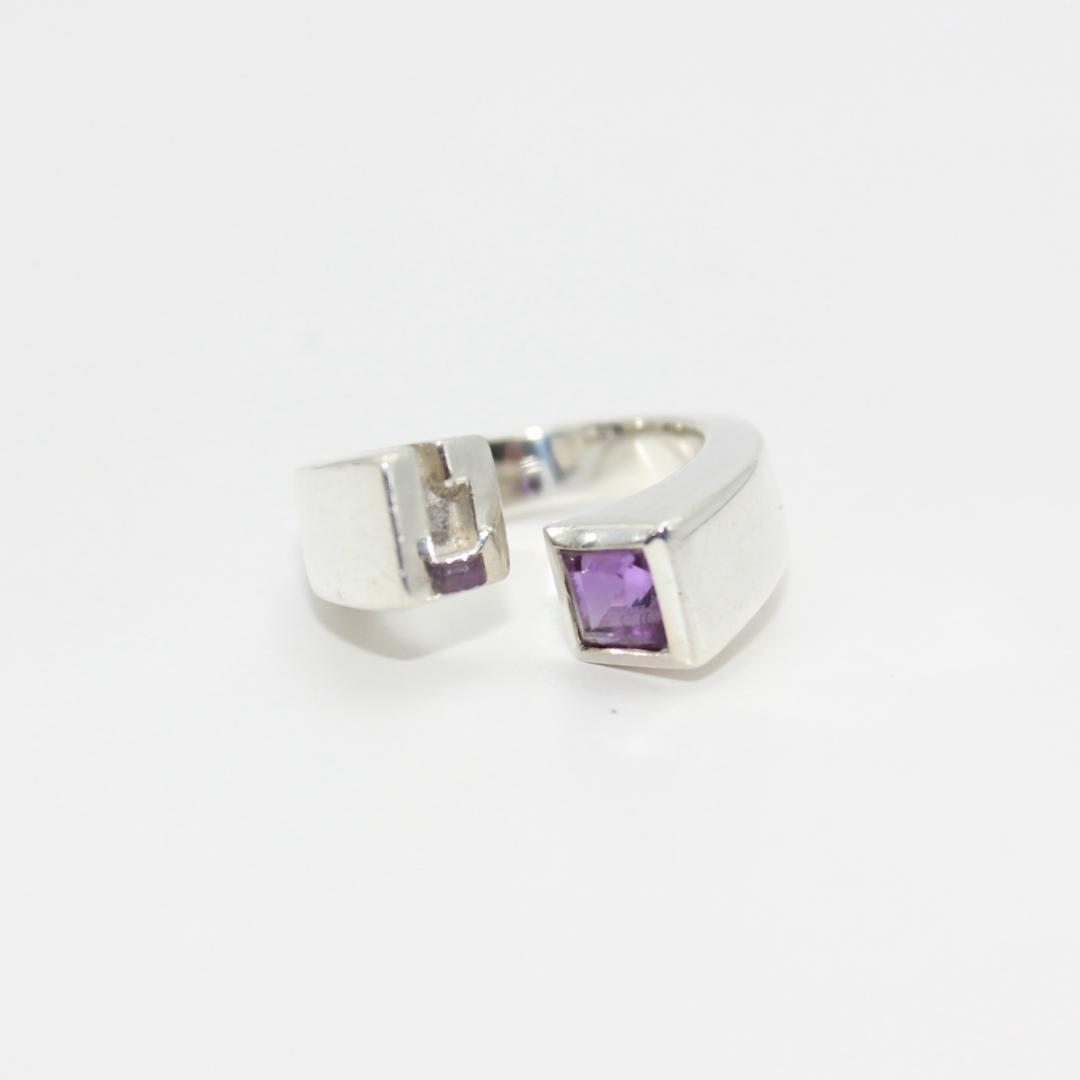 美品 GUCCI グッチ ツイスト アメジスト シルバー リング 指輪 9号
