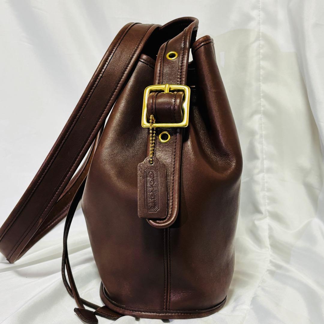 美品 COACH オールドコーチ 巾着型ショルダー ブラウン 9952