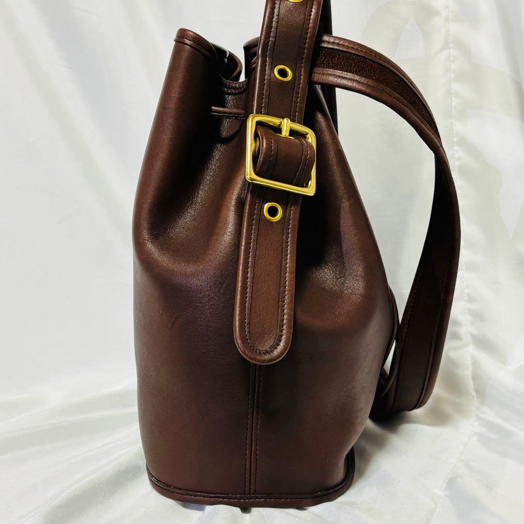 美品 COACH オールドコーチ 巾着型ショルダー ブラウン 9952
