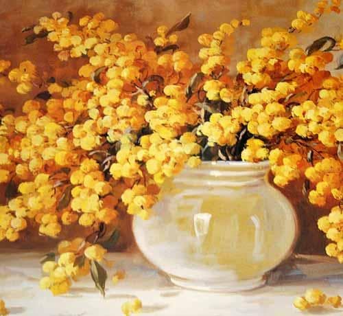 イタリア 額絵 アートフレーム ミモザ グリーン 風水 FAL-2756