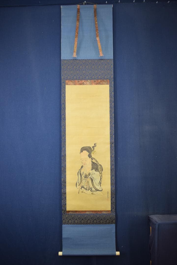 真作】狩野元仙/寿老人図/七福神の一人/掛軸☆宝船☆Z-75