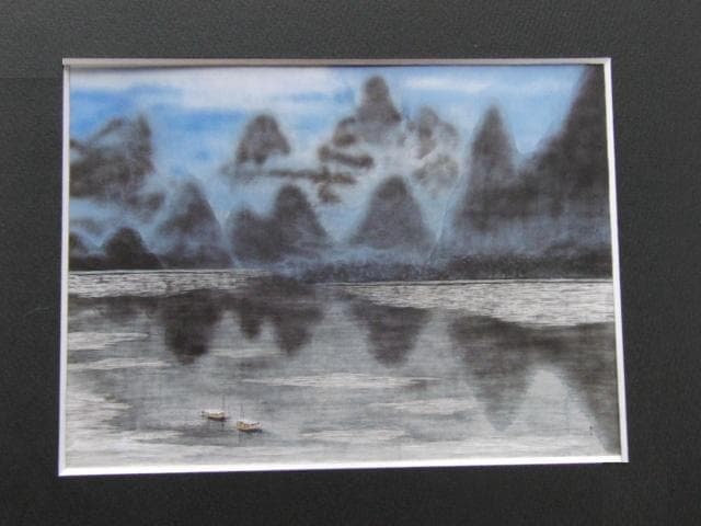 町田泰宣、【桂林旅情】、希少な額装用画集画、新品高級額 額装付