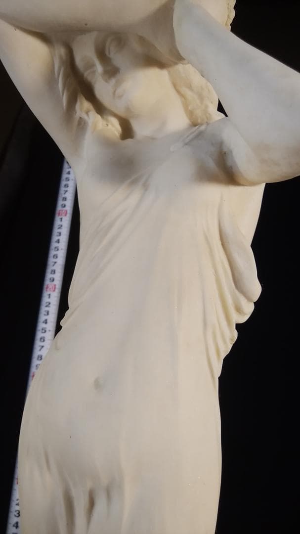 ダル作乙女☆アラバスター少女彫刻裸婦像／高53cm//白色ブロンズ銅像