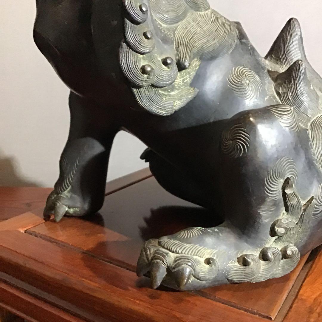 古銅獅子香炉 清朝 書5 2276 中国骨董 大清乾隆年製銘 獅子