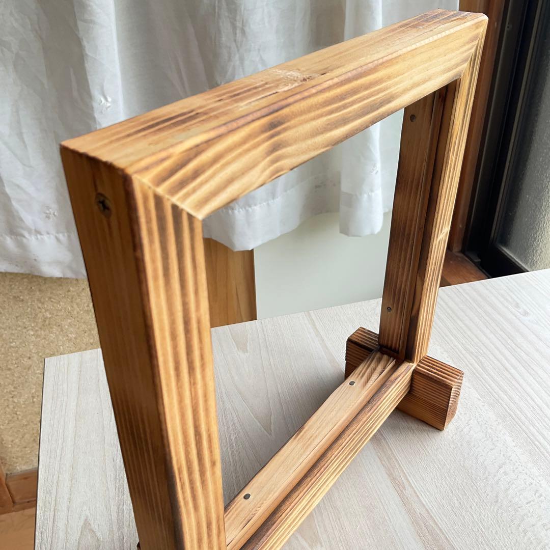 ステンドグラス用 木枠 内寸 18x18cm程 スタンド付き - メルカリ