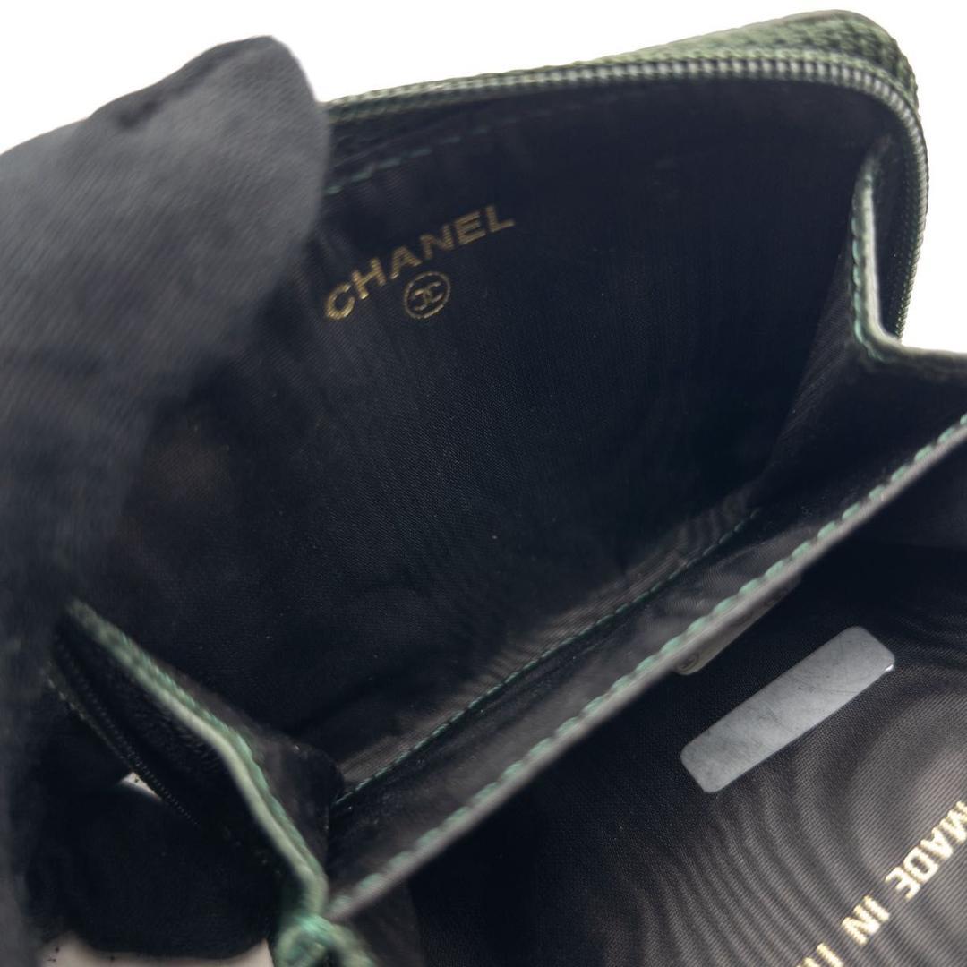 【超極美品】CHANEL ケース　ココマーク　キャビアスキン　グリーン