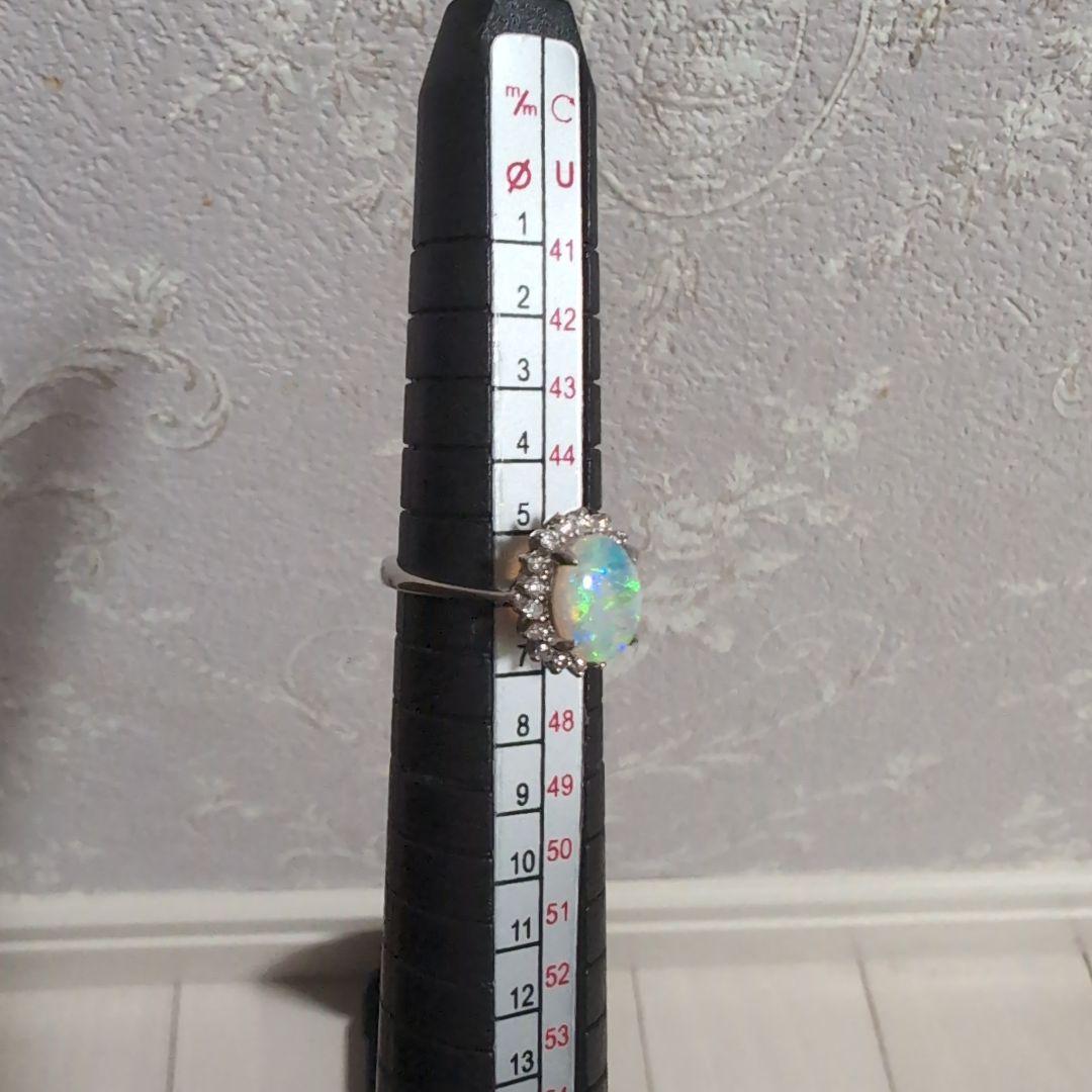 7*3様 Pt900 天然 オパール ダイヤモンド プラチナ　リング 6号