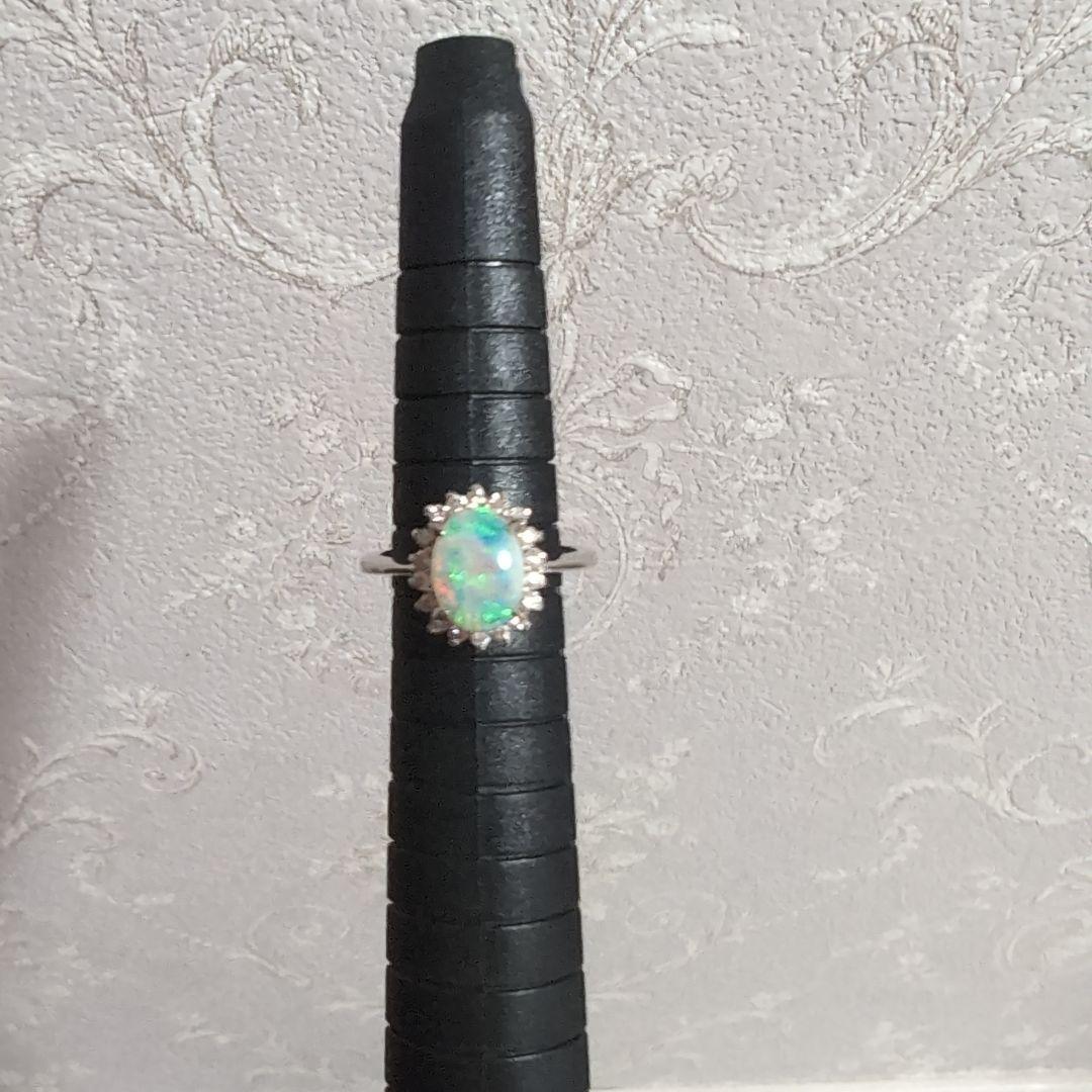 7*3様 Pt900 天然 オパール ダイヤモンド プラチナ　リング 6号