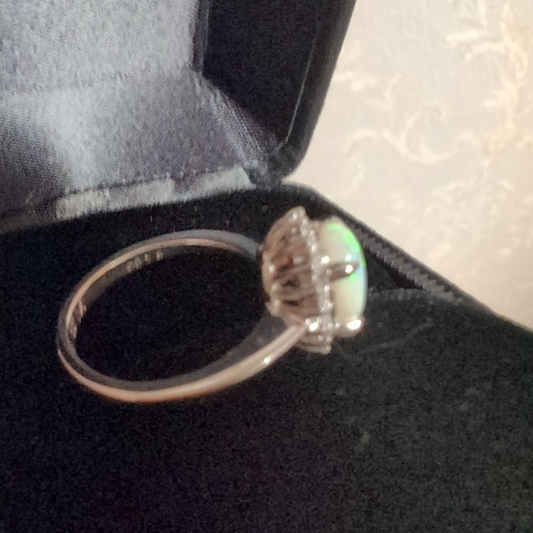 7*3様 Pt900 天然 オパール ダイヤモンド プラチナ　リング 6号