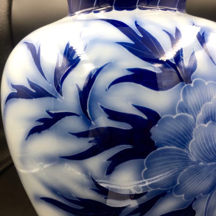 有田焼 宮内庁御用達 大花瓶 深川製磁古代牡丹管上