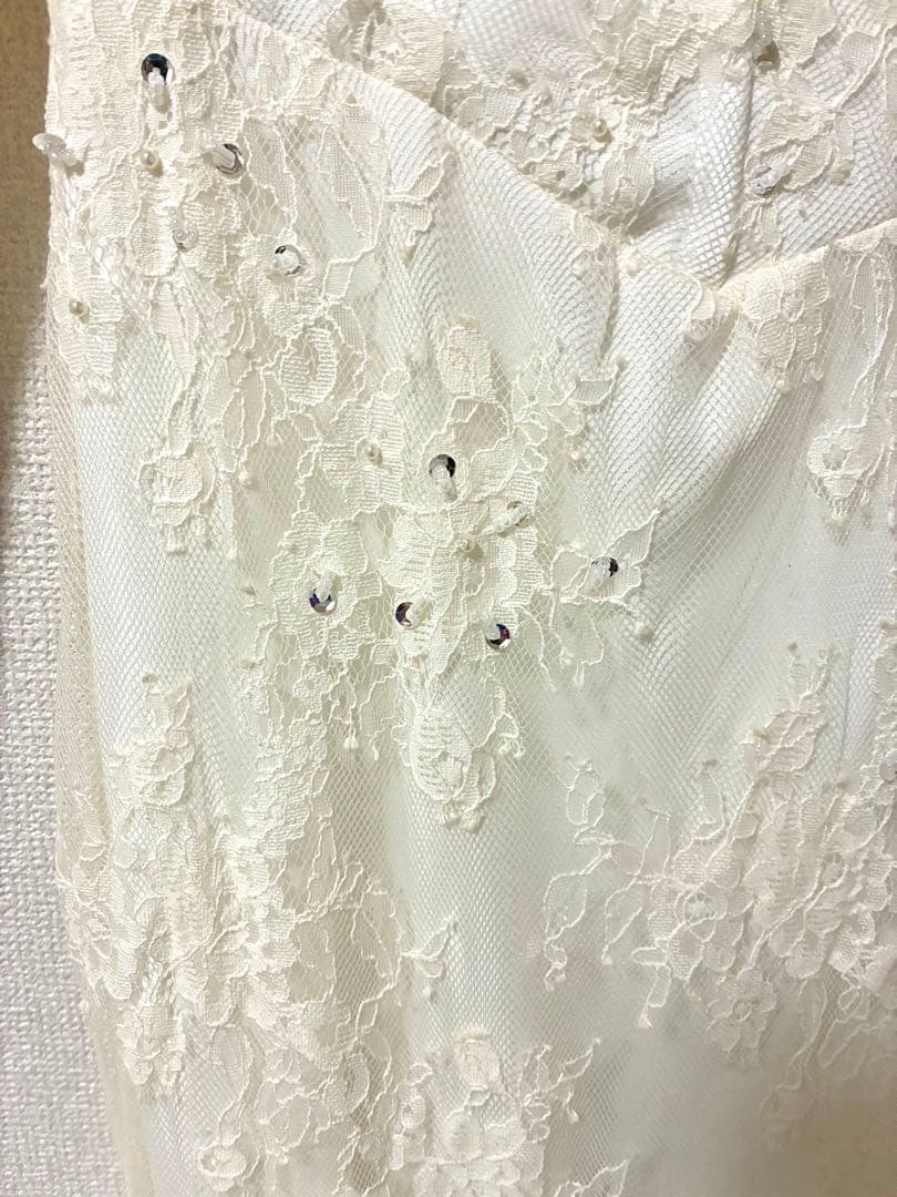 ❤️前撮りに❤️レース長袖 マーメイド風 ウェディングドレス トレーン付 M