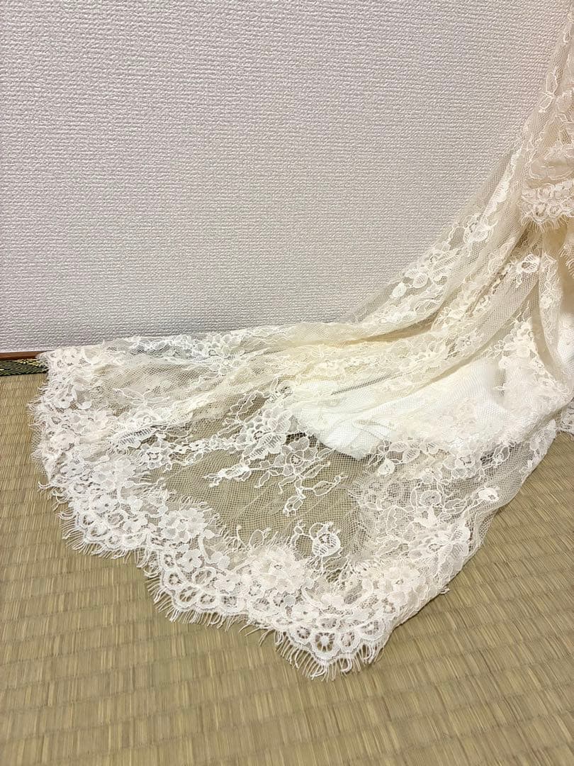 ❤️前撮りに❤️レース長袖 マーメイド風 ウェディングドレス トレーン付 M