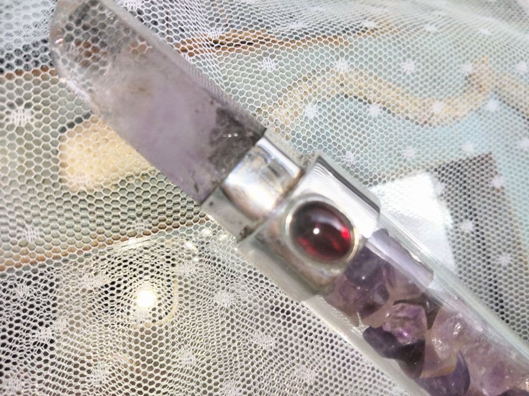 魔法の杖】ヒーリングワンド アメジストエレスチャル 魔術書付き