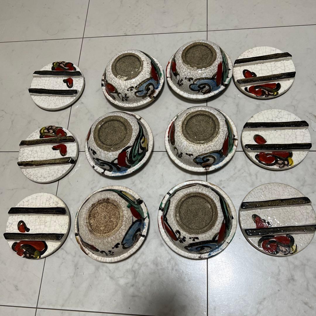 乾山 京焼 達磨 釜型 色絵 6客セット アンティーク 骨董 尾形乾山 向付