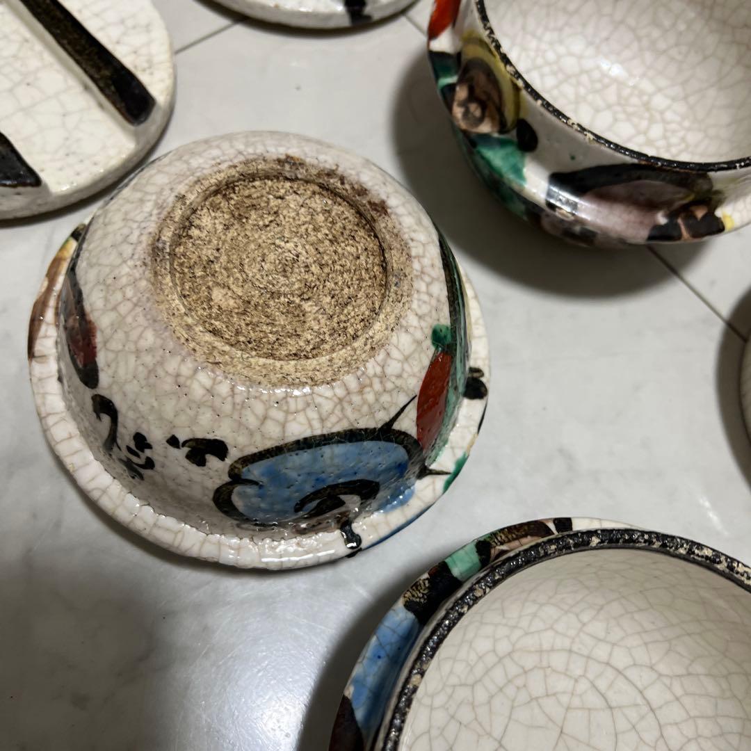 乾山 京焼 達磨 釜型 色絵 6客セット アンティーク 骨董 尾形乾山 向付