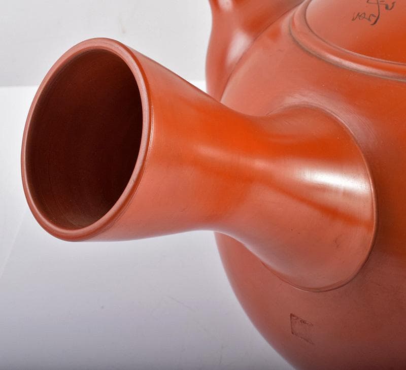 煎茶道具 常滑焼 玉光陶園造 朱泥 大急須 高さ約