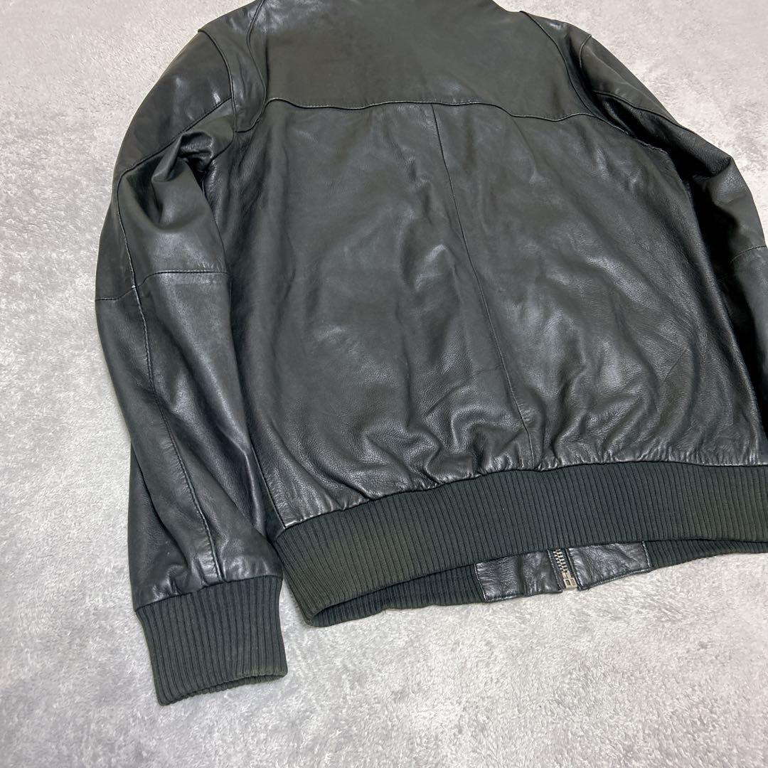 ZARAザラ ブラックレザー本革メンズシングルライダースジャケット