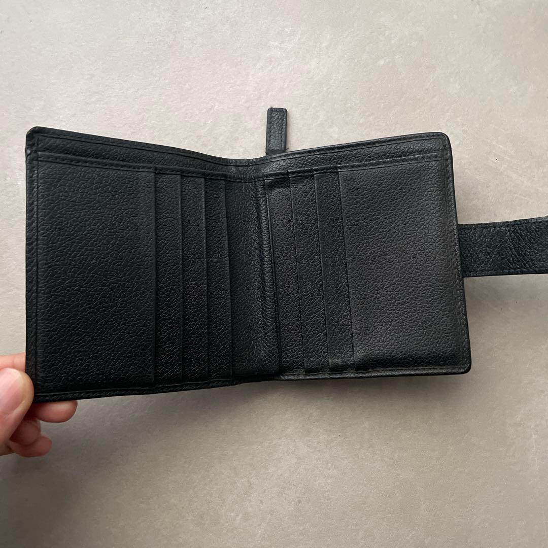 ブルガリ 折り財布 レザー サークルロゴ ブラック