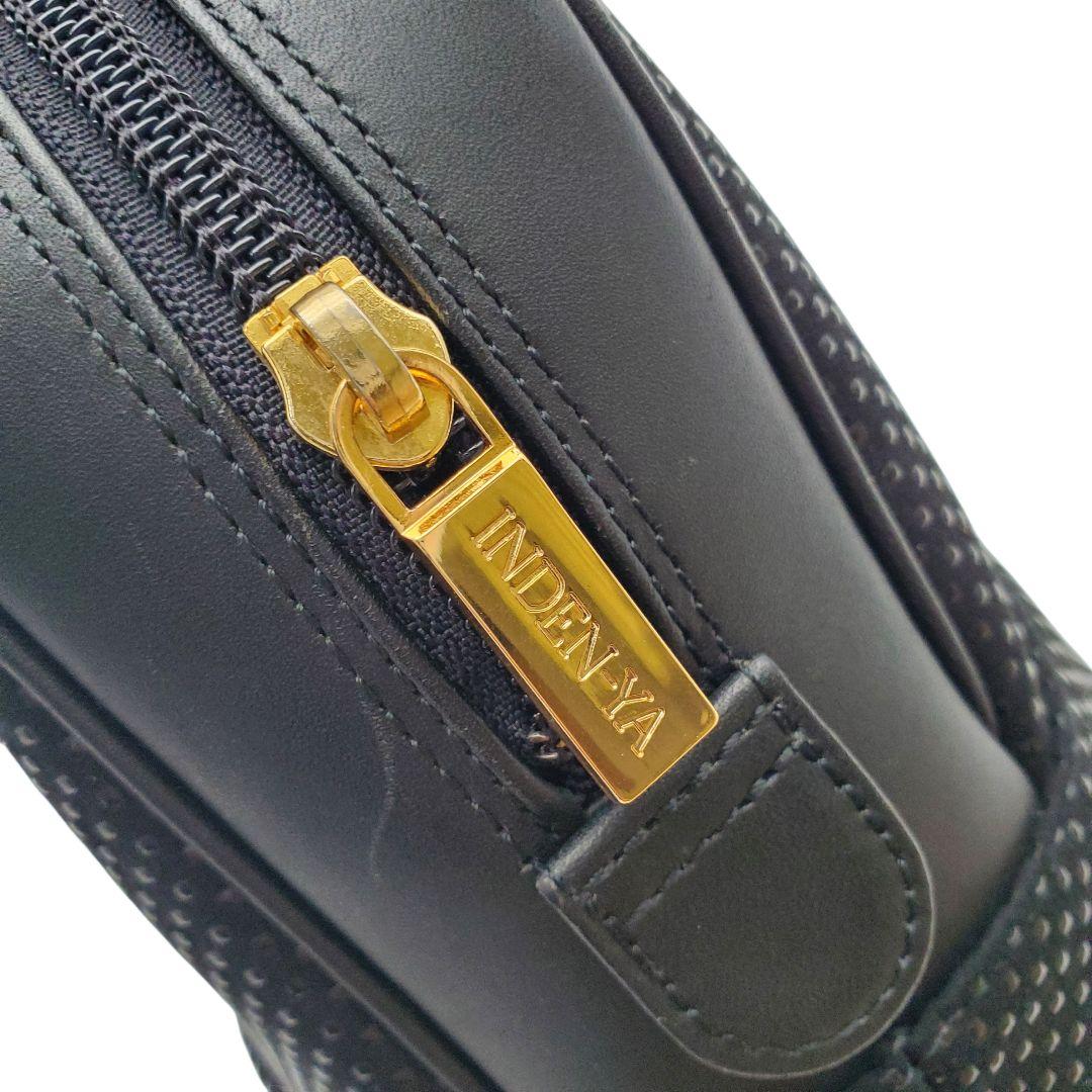美品 印傳屋 INDEN-YA ハンドバッグ 鹿革 漆 甲州印伝 黒 ブラック