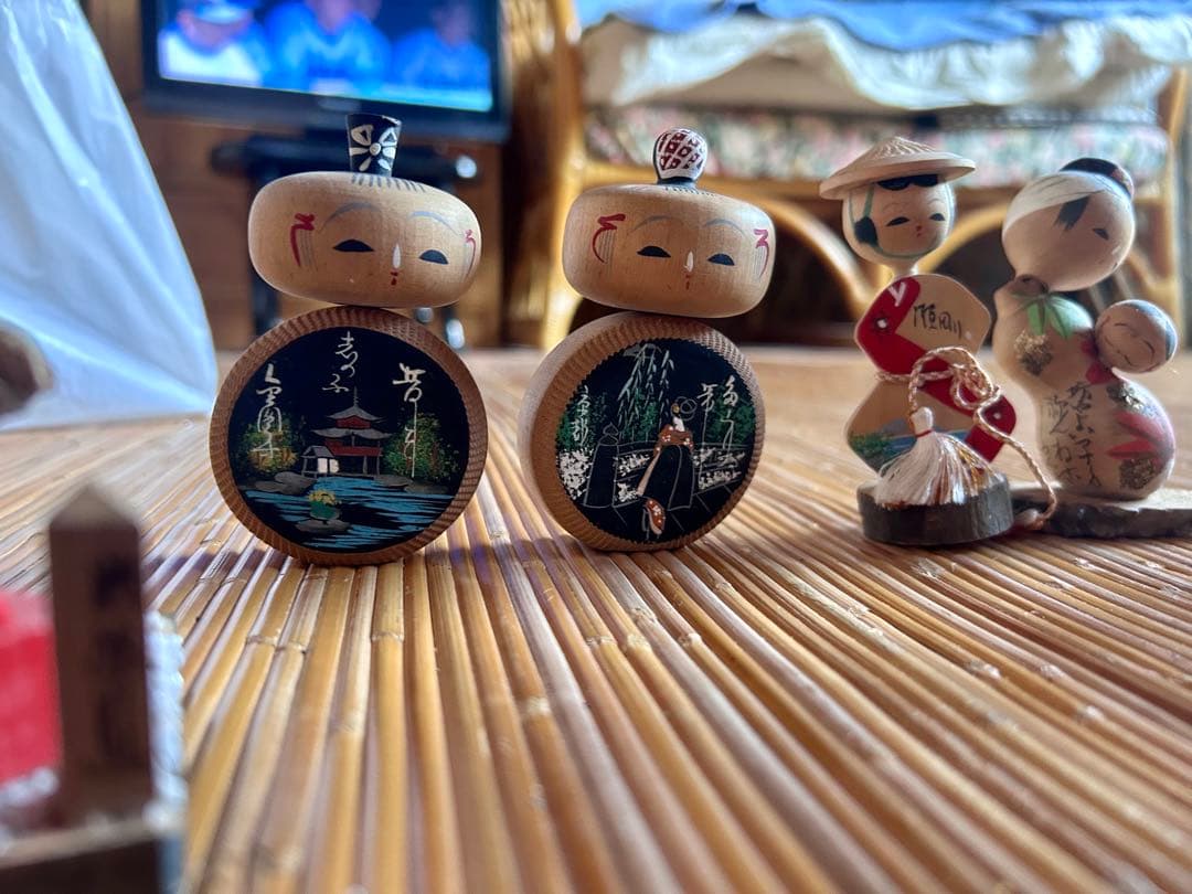 伝統こけし 木地山こけし ⭕️超レアなロクロ線椿花模様50cm超 名工