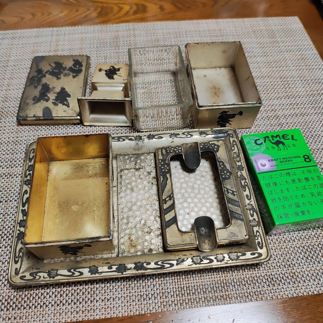 激レア 伝統的な金属工芸品 煙草盆セット