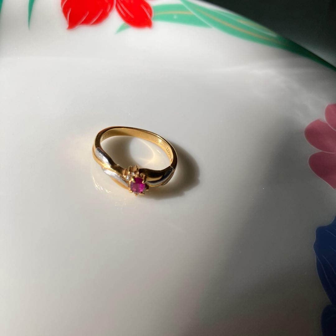 し*か様 ゴールドリング ルビー付き