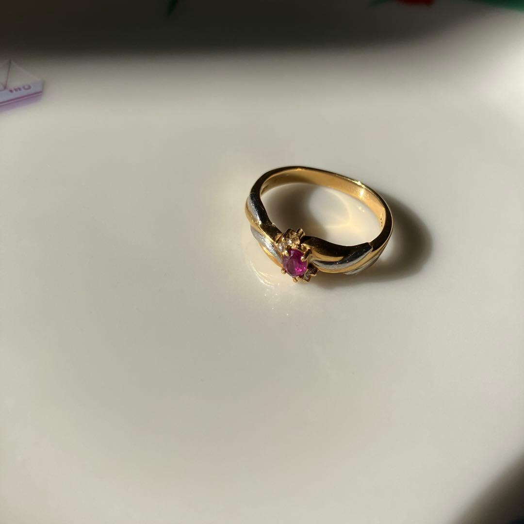 し*か様 ゴールドリング ルビー付き