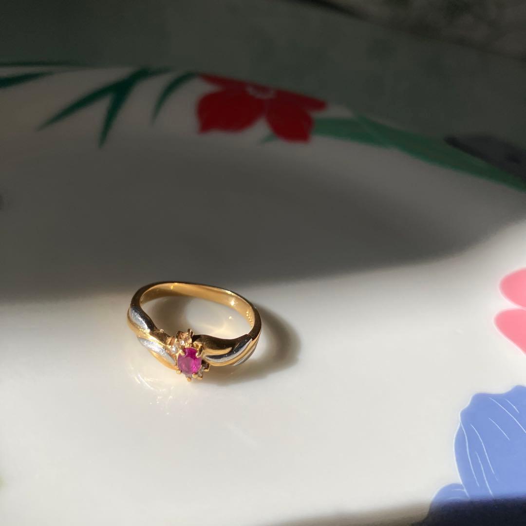 し*か様 ゴールドリング ルビー付き