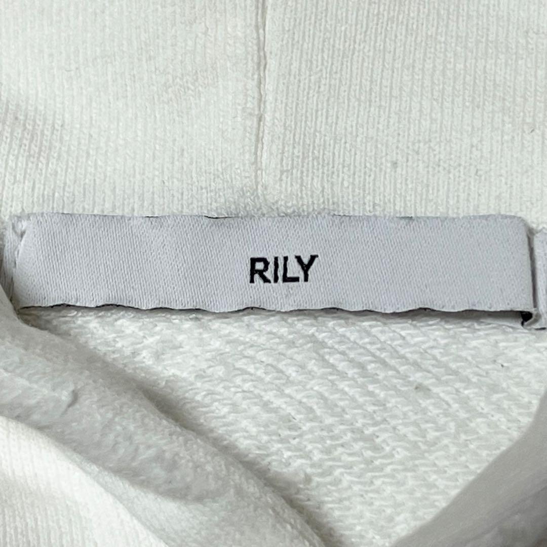 RILY 今市隆二 プルオーバーパーカー ダメージ加工 腕ロゴ ホワイト