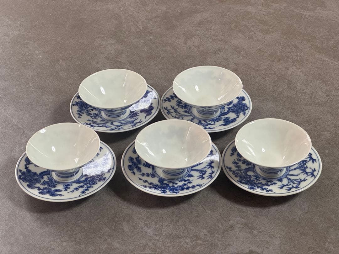 白磁染付 京焼 竹春造 盃セット - メルカリ