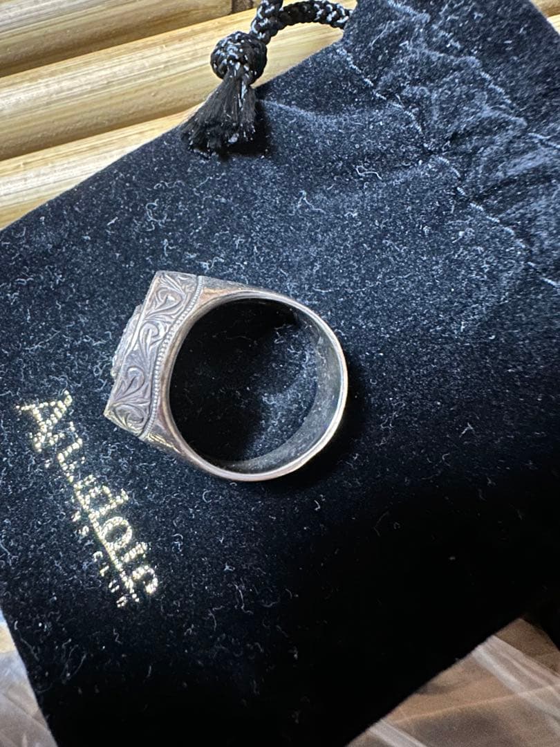 Engraved Oval Stone Ring 20号