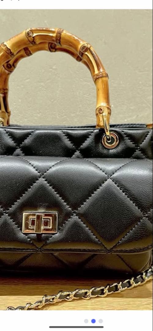 story新品未使用ブラック キルティング レザーハンドバッグ