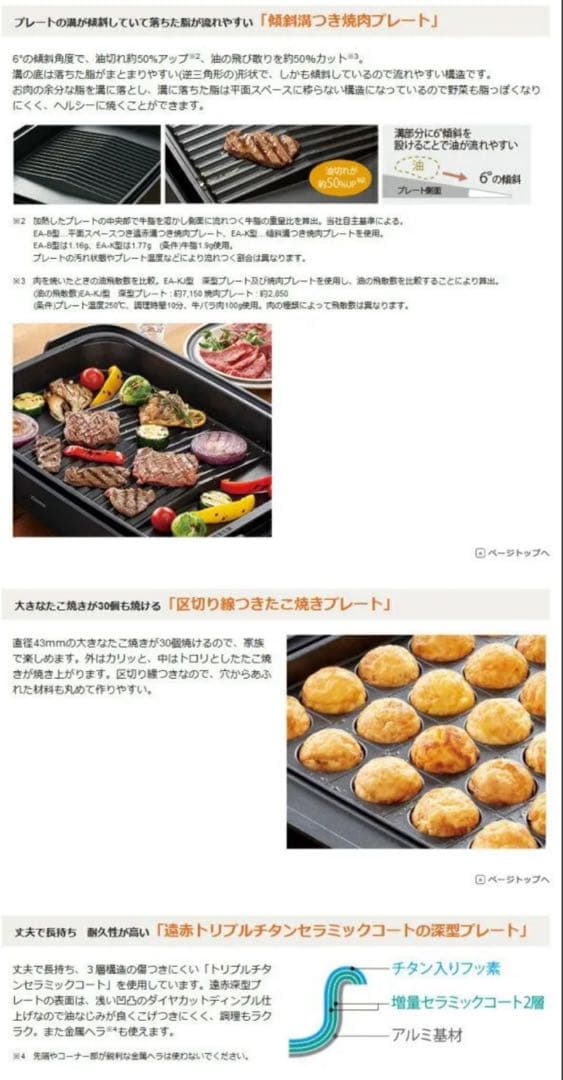 象印　Zojirushi EA-KJ30-BA ホットプレート