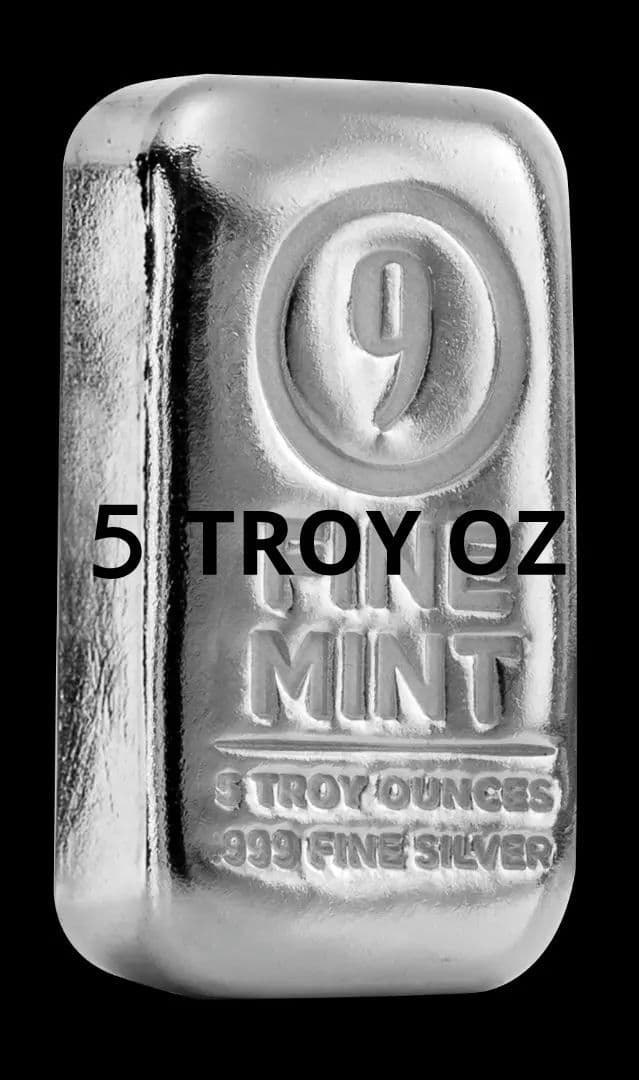 銀塊【9FINE MINT社】銀インゴット5oz/延べ棒/金/銀/メダル/