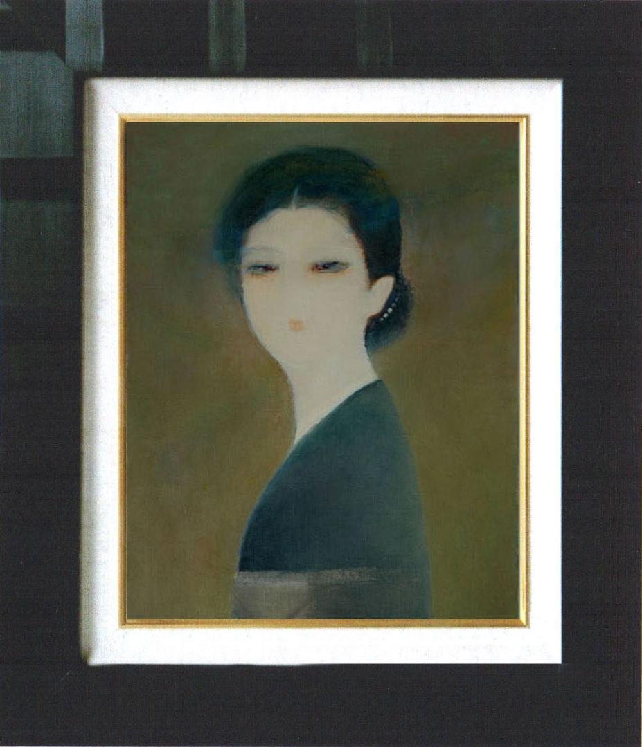 油絵 菅家令子 絵 絵画 インテリア 額付(黒) F4-070312 人物 女性 油絵