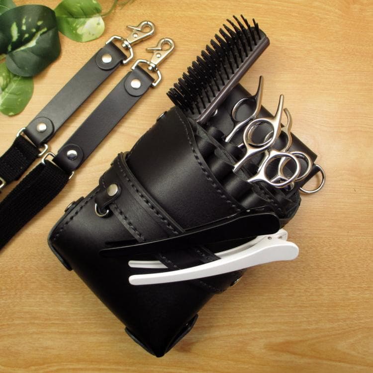 ☆特別価格☆　オールブラック　９丁差し　本革シザーケース　SCY-243/CKA