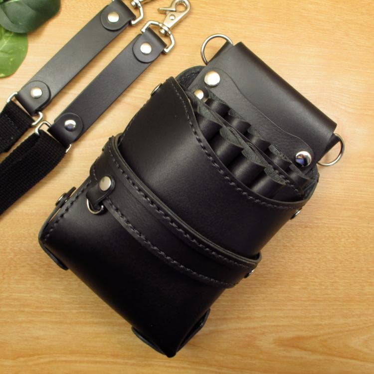 ☆特別価格☆　オールブラック　９丁差し　本革シザーケース　SCY-243/CKA