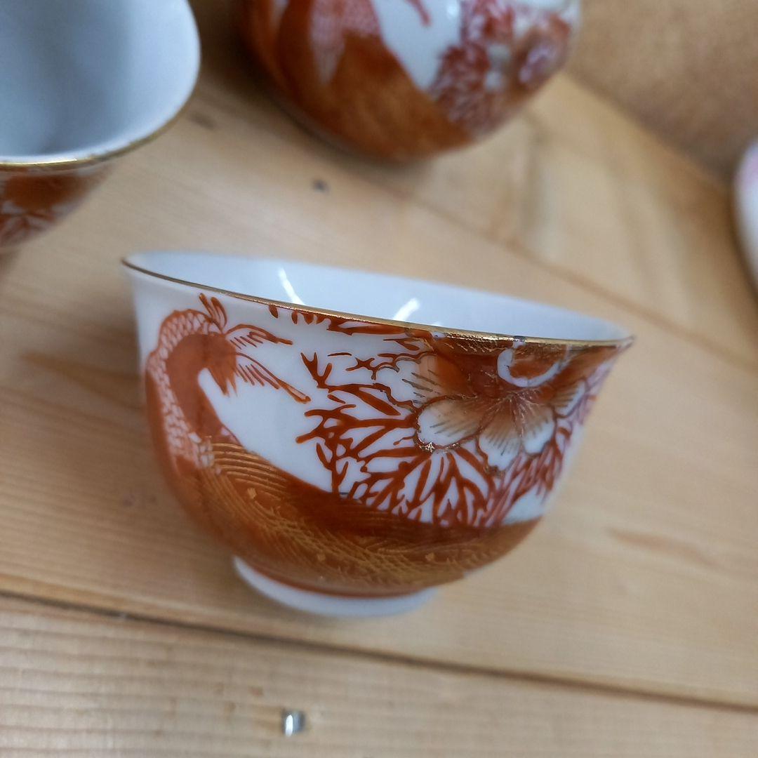 九谷焼 赤絵 金彩牡丹 孔雀 10客 茶器揃 - メルカリ