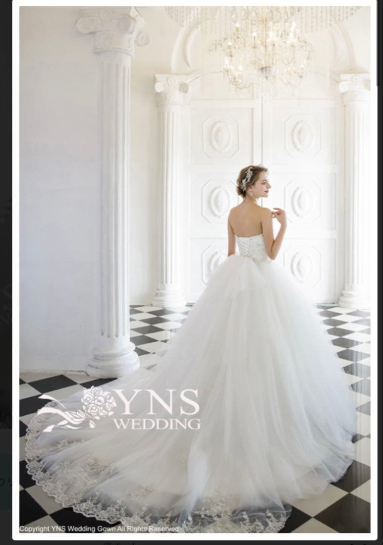 【YNS】SL17938パニエ・オプションのトレーン・ベール付・150cm