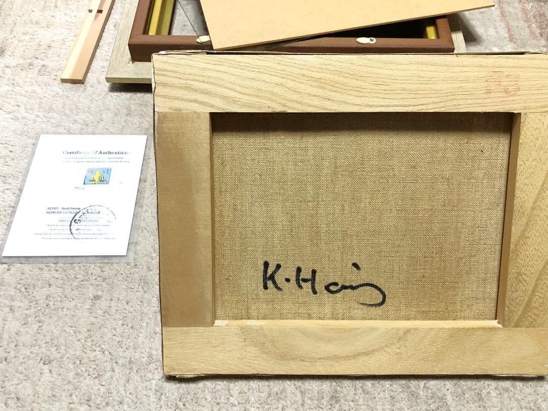 キース・へリング『DJ』】 肉筆油彩 キャンバスF3 額装