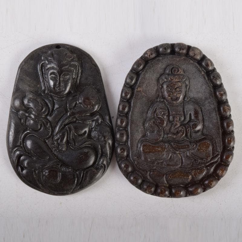 中国 玉石彫刻 観音像・動物など 根付 置物 10点 C 8447