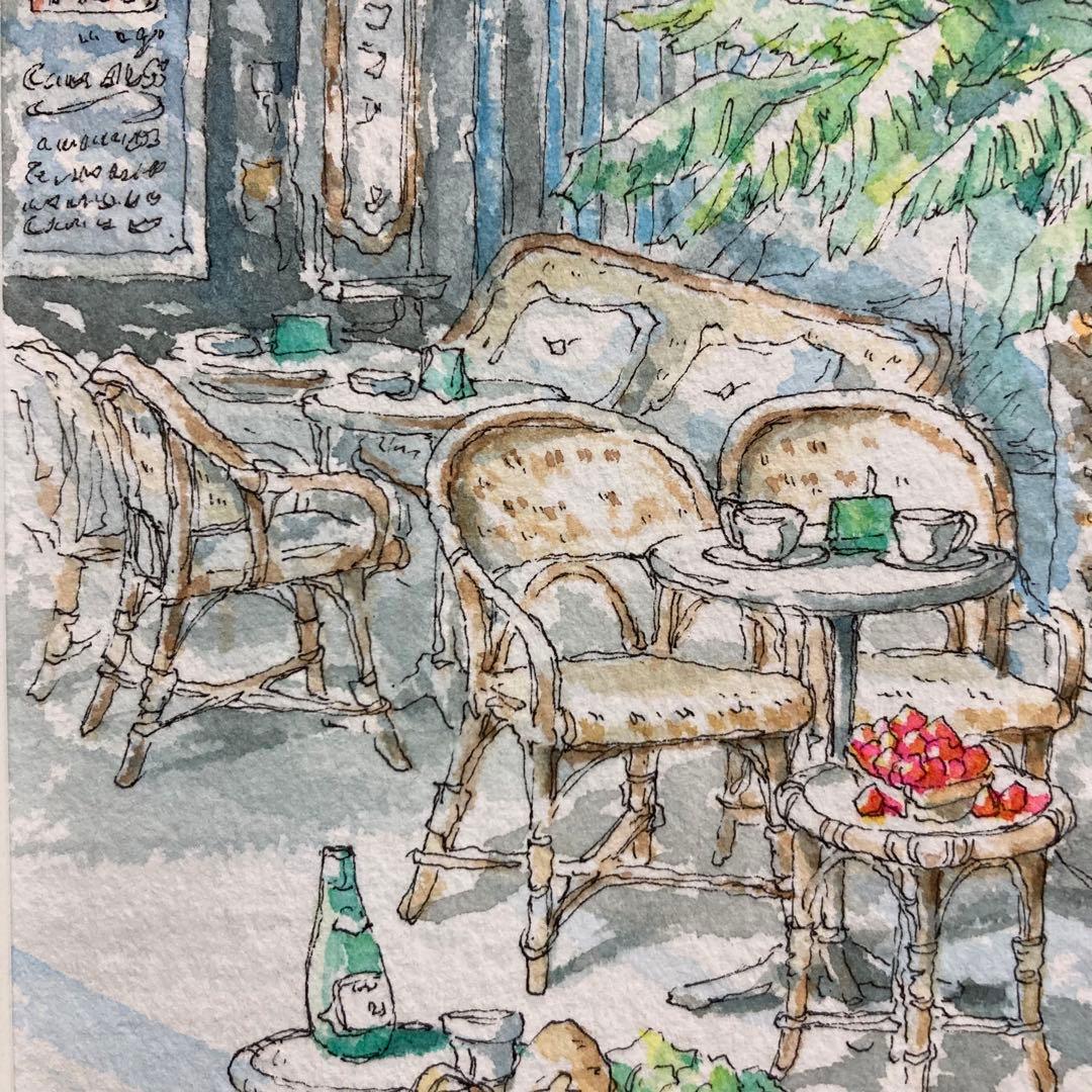 【真作】内田新哉「VALENTINO」水彩原画 直筆サイン 裏書き有り 絵画