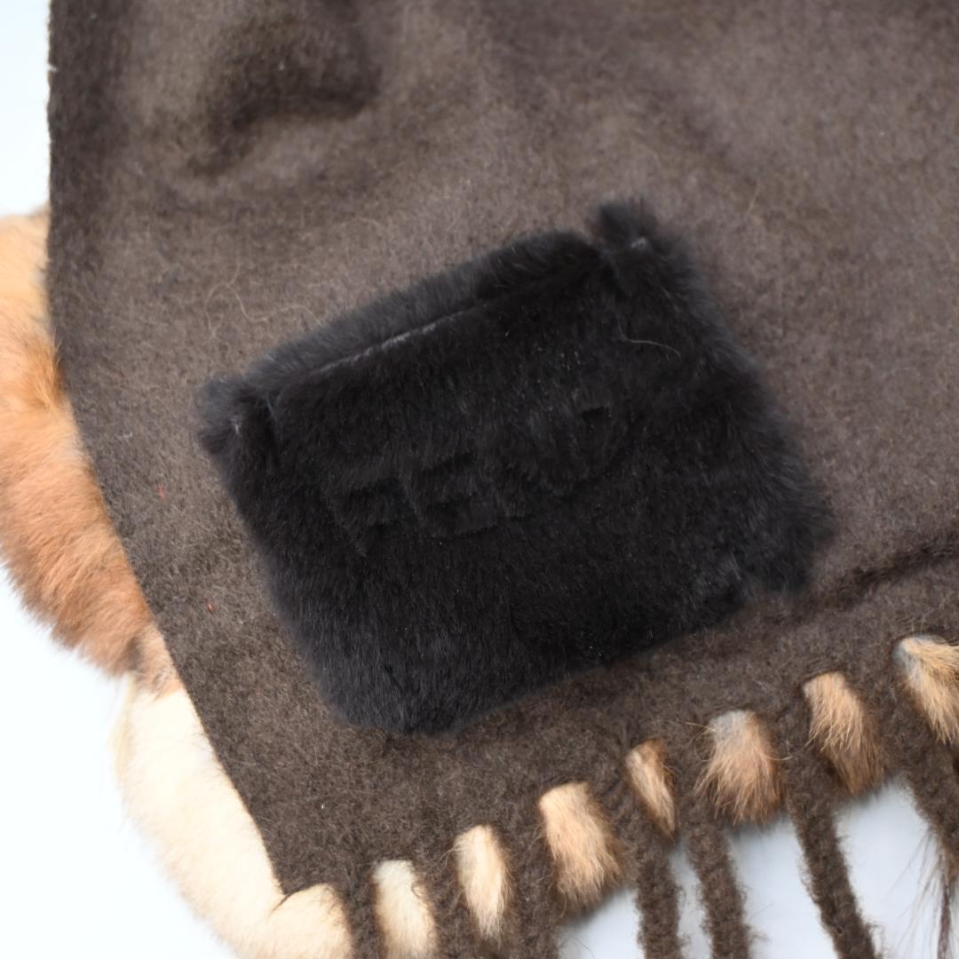 47994☆年 FENDI フェンディ カシミヤ マフラー ファー付*