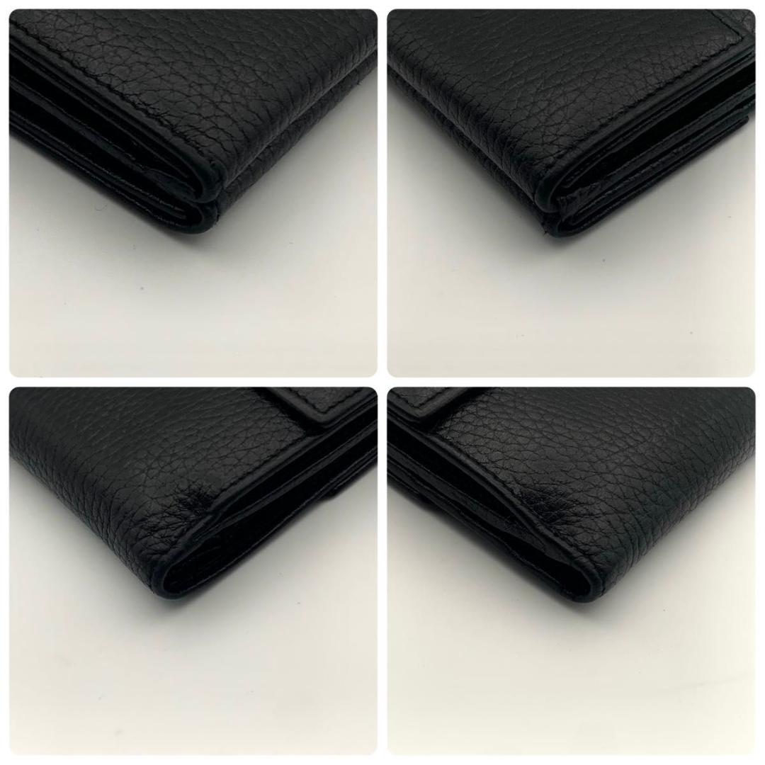 鑑定済み セリーヌ 三つ折り 財布 トリオンフ コンパクト ミニ レザー 革 黒