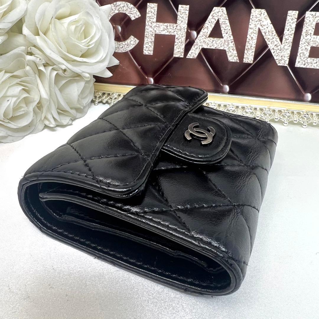 CHANEL シャネル マトラッセ ラムスキン 三つ折財布 コンパクト財布