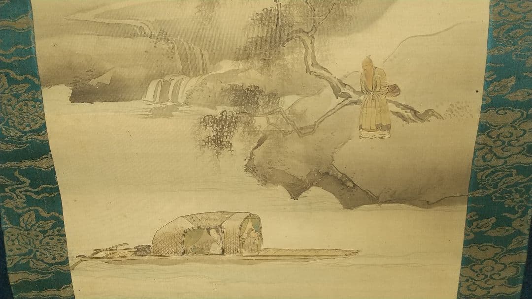 ♥掛軸大岡（法眼）春卜中国人物桐箱付き掛け軸骨董品