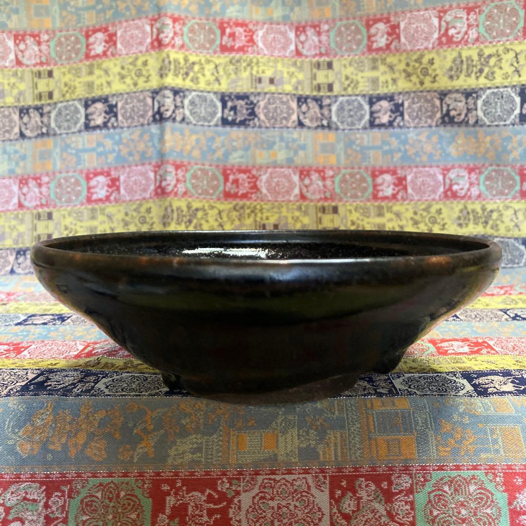 河南天目平茶碗 宋時代 箱なし 高5.1×径16.1cm