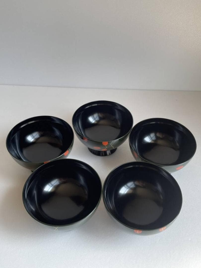 ②輪島塗 吸物椀 五客 木箱付 漆器 50 お椀