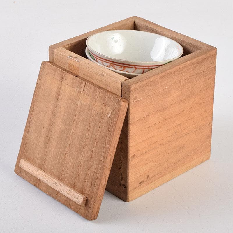 中国 古渡 赤絵呉須 花草文 煎茶碗 五客 時代箱 V R9530