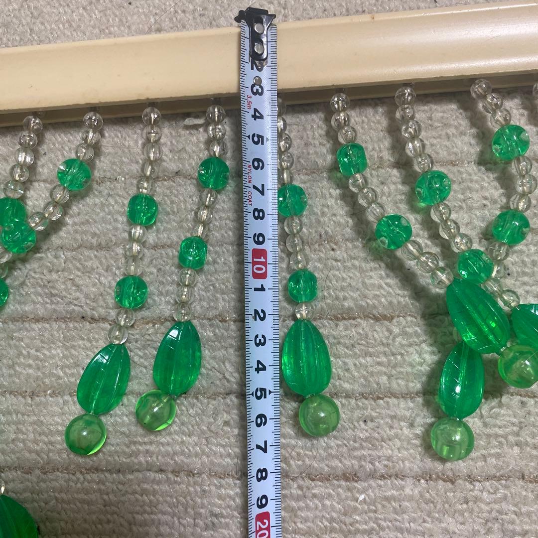 昭和レトロ ビーズのれん 黄色 緑色 当時物 レトロポップ 玉暖簾 珠暖簾